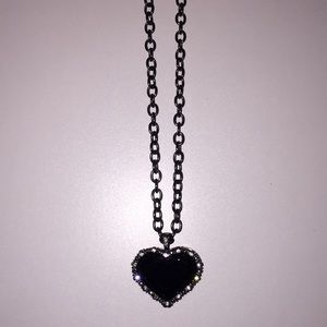 Heart Black Stone / Gem Necklace